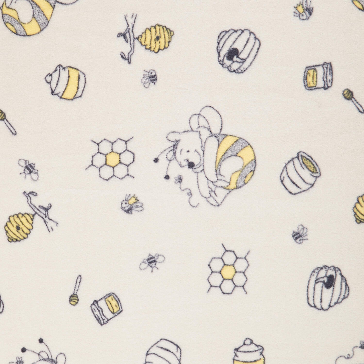 Fleece Prints - Pooh Honey Bee Toss Multi