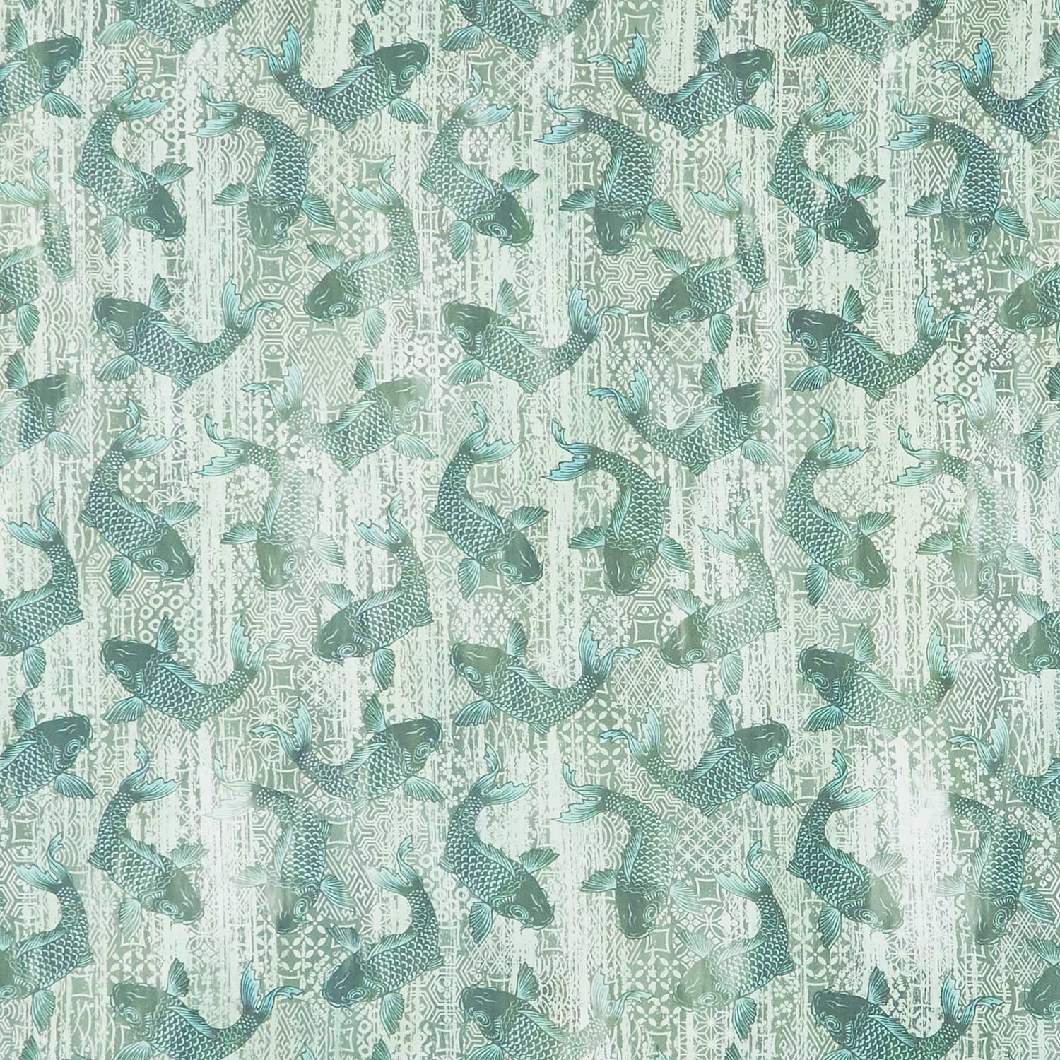 Oriental Gardens - Koi Green Digitally Printed