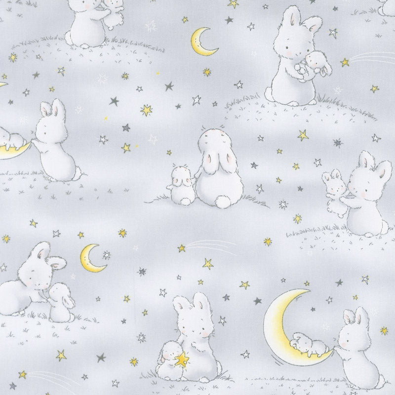 Little Star - Bunnies and Little Ones with Moons Grey