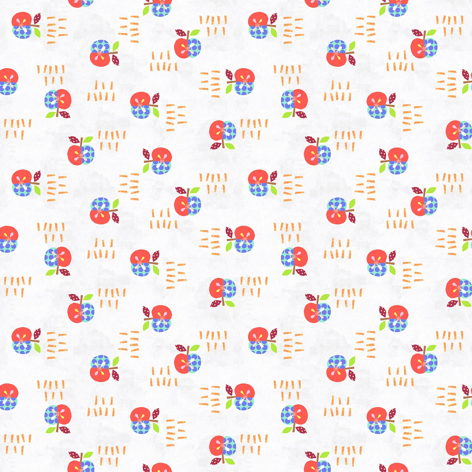 Happy Camper Apple Bite White Quilting Cotton Fabric Yardage - White